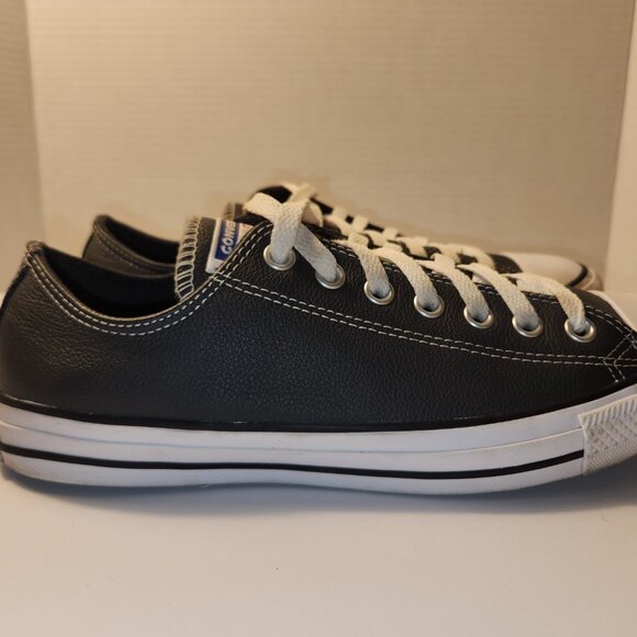 Grey Leather Converse All Stars Low Top Sneakers Men's Size 9 Women's Size 11 - Picture 3 of 12